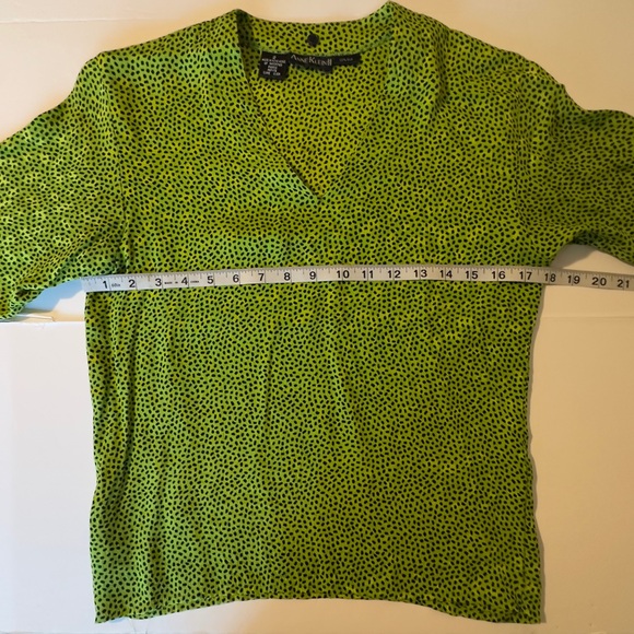 VINTAGE Silk Anne Klein II V Neck Pullover Long Sleeve Blouse Shirt Top Petite - Picture 7 of 10